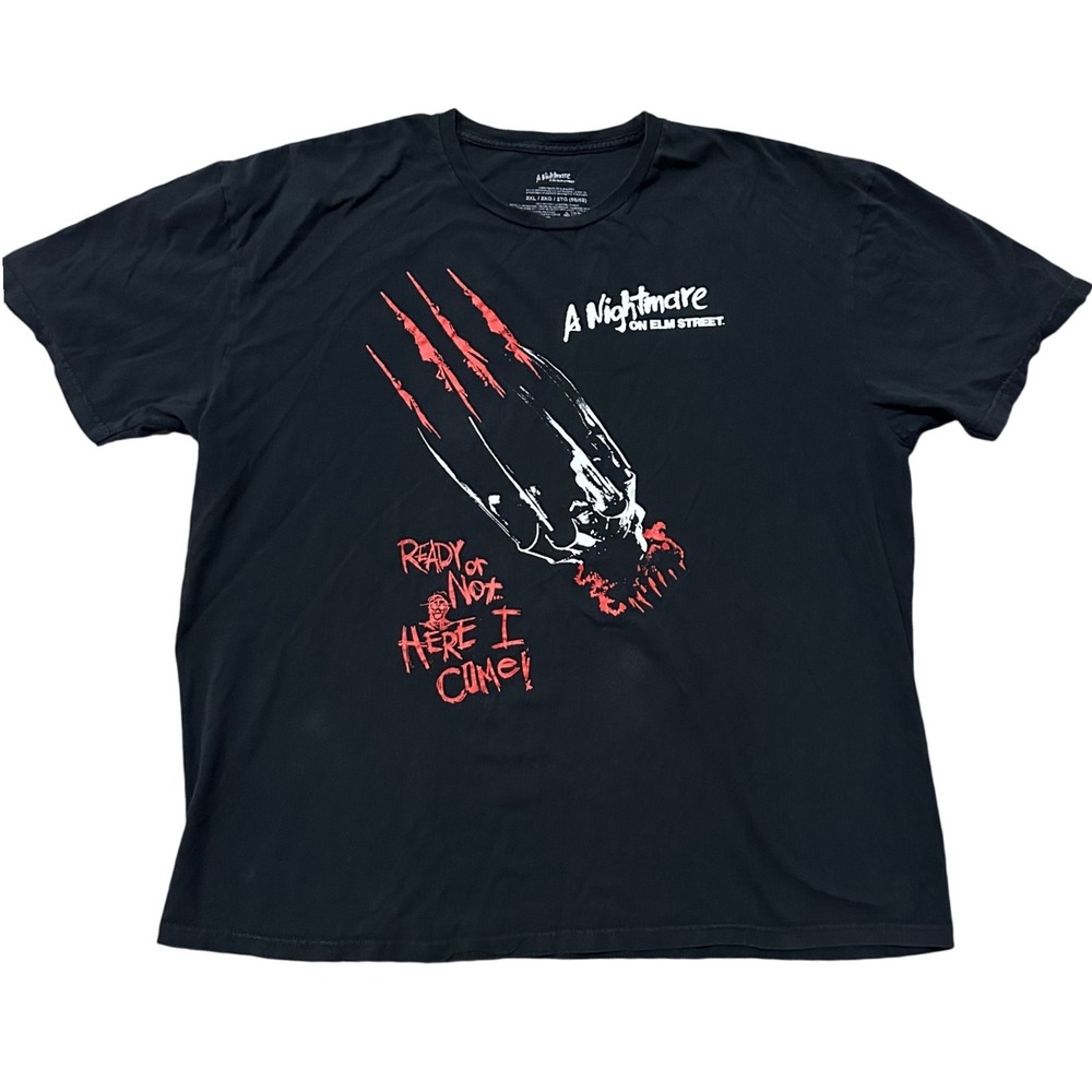 A Nightmare on Elm Street Freddy Krueger Graphic T-Shirt Black 2XL Mens Horror